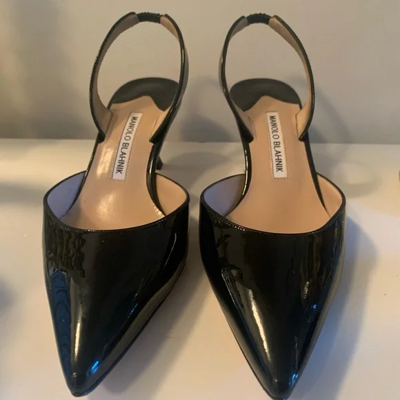 Manolo Blahnik Shiny Black Heels - Picture 3 of 8